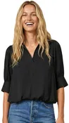3/4 Sleeve Hi-lo Bubble Hem Blouse