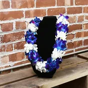 Tinted Blue & White Leis — Oakland Flower Market