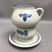 Pfaltzgraff Yorktowne Stoneware Creamer & Sugar w/Underplate (7")