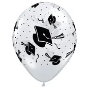 11" Graduation Hats Diamond Clear Latex Balloon