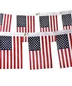 12 ft. American Flag Garland. Poly/Cotton Printed 8 x 12 in. Flags