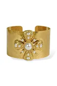 Aleah Cream and Gold Byzantine Cross Cuff Bracelet