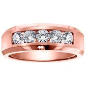 1.00 CT 5-Stone Channel Set Diamond Mens Wedding Ring in 14k White/Yellow/Rose Gold
