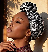 African Headwrap - Black and White #2