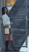 Faux suede patchwork skirt