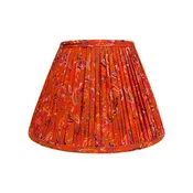 12" Silk Sari Lampshade - Orange Paisley Floral