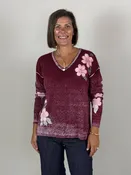 Amy V-Neck Reverse Print Sweater