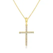 0.05 ct. Diamond 14K Yellow Gold Cross Pendant