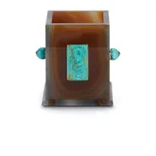 Agate Pen Cup with Turquoise