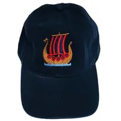 Blue/Red Viking ship on navy blue baseball cap