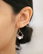 Amethyst and Mother of Pearl Charmed Cluster Gold Earrings by Sage Machado