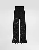 Ausgestellte Hose aus elastischer Spitze mit Logo