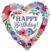 18" Birthday Satin Florals Balloon — Flor De Monterey