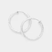 1.25 Inch Textured Metal Hoop Clip On Earrings