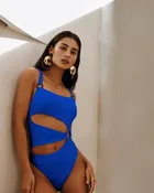 Blue Cutout One Piece Swim