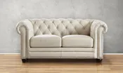 Aliso 2-Seater Leather Loveseat With Rolled Arms