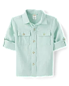 Boys Linen-Blend Button Up Shirt - Linen Edit - Pink