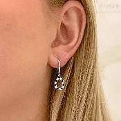 0.56 Carat Sapphire and Diamond Drop Earrings in White Gold