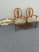 67667 Pair of Ethan Allen Shield Back Armchairs with Floral Upholstery
