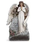 Angel: NP11973 12″ Angel beside Stone with Cross