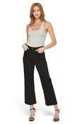 Mica Denim - High Rise Wide Leg Crop Black Denim Jeans (Inseam 27") - MDP-W019BK