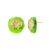 24K Gold Leaf Button Stud Earrings (More Colors Available)