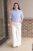 Seaside Blue Striped Collar Top