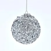 100MM Silver Glittered Ball Ornament