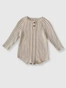 100% Cotton Knit Sweater Knit Onesie - Cream