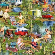 Michael Miller Girls Gone Camping Girls Gone Camping Multi DCX12759-MULT-D 100% Cotton Fabric 44/45" wide