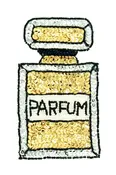 Parfum (Perfume) Bottle - Black, Gold, White and Silver Sequins and Beads 6.25" x 3.5"