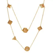 Dragon's Eye 7-Die Necklace - Gold with Ruby Red Gems