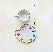 Ceramic Paint Palette Saucer W/Teacup