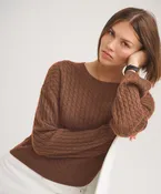 Basic Cashmere Cable Knit Crewneck Sweater