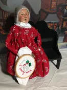 Byers' Choice Mrs. Clause on Bench with Needlepoint, 1995 Retired