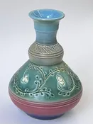 Decorated by Winit Red with a flowing floral design — Dryden American Art Pottery