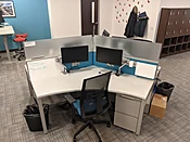 4×4 Haworth Compose 120 Degree Champagne Turquoise Workstations LVL 0