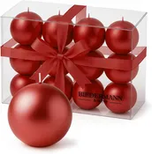 Biedermann & Sons Mini Ball Candles , Metallic Red- Set of 12 (C4521RD)