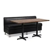 3-Seat Adele Black Vinyl Restaurant Booth Set with Reclaimed Ash Table