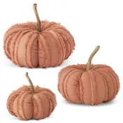Orange Fringe Stuffed Pumpkins - 3 Sizes