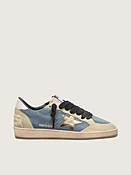 Ball Star LTD Herren aus jeansblauem Rauleder mit goldfarbenem Stern aus Metallic-Leder