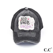 Distressed Embroidered Top Knots And Coffee Patch Pony (2 Colors)