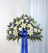 Heartfelt Sympathies™ Blue & White Standing Basket