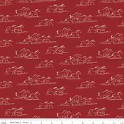 The Homestead Horse Toile Red Quilt Fabric
