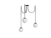 3 Pendant Black Chain Swag - White 8" Globes