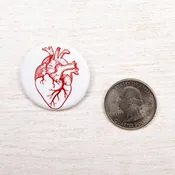 Anatomical Heart Pin – Unique Heart Button Pin 1.25 Inch Pop Personality Badge