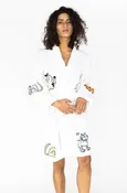 Classic Cat Applique Short Terry Loop Bathrobe
