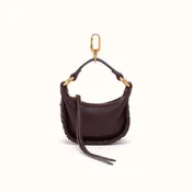Mia Micro Charm In Suede Leather - Dark Cherry
