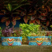 13 in. Turquoise Talavera Ledge Planter