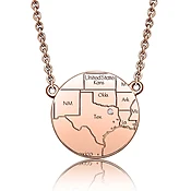 14k Rose Gold Circle Map Necklace